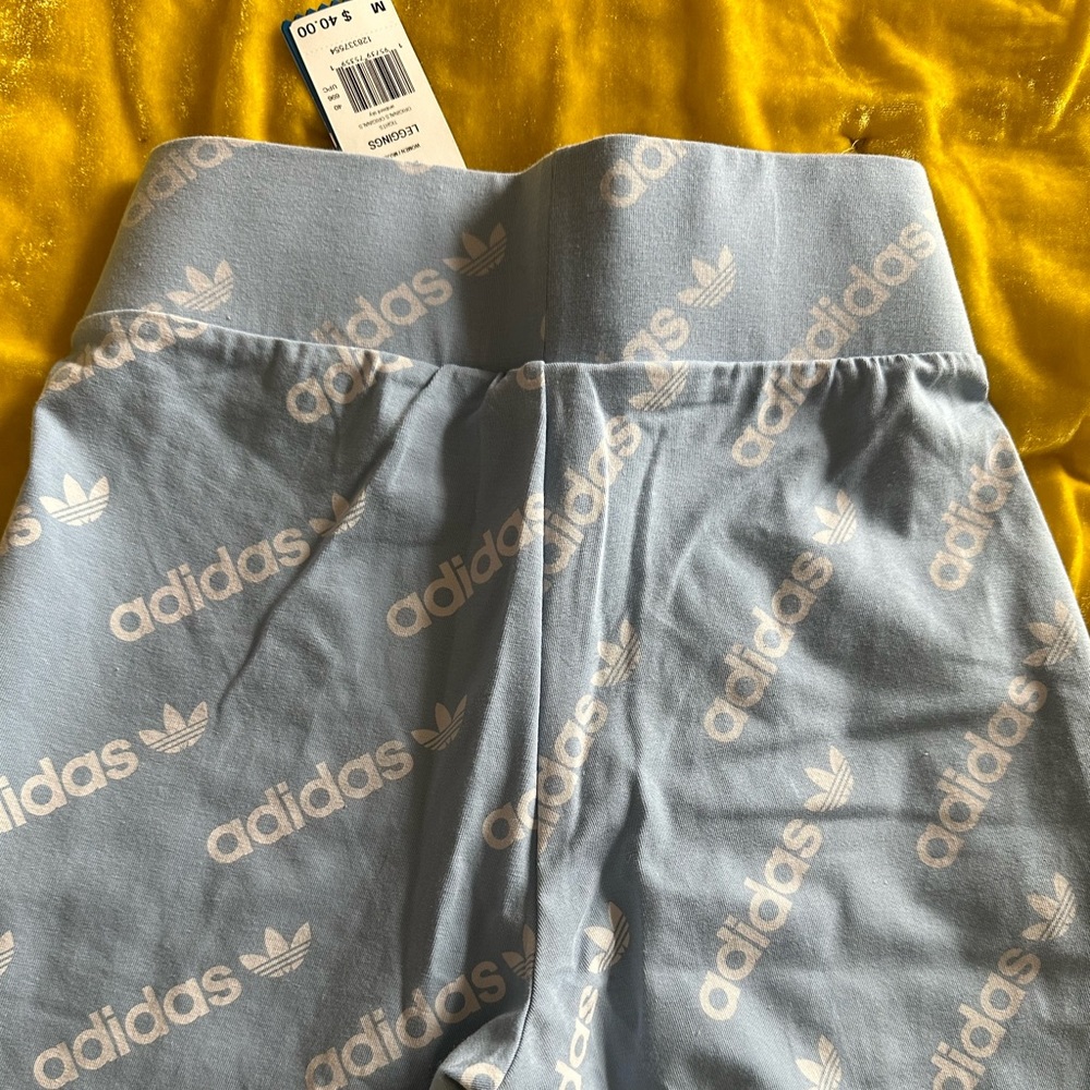 ADIDAS sky blue cotton logo tights.